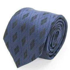 タカキュー ブランド ネクタイ チェック柄 ダイヤ柄 格子柄 シルク PO メンズ ネイビー TAKA Q 【中古】