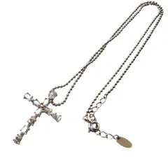 シルバー925 十字架ペンダント pure de paris クロスネックレス ラインストーン  ロザリオ風 ペンダント ボールチェーン