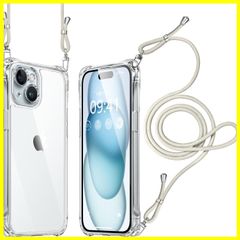 【在庫わずか】クリア 耐衝撃 レンズ保護 ショルダー アイフォン15 スマホケース 肩掛け 首かけ ケース 斜めがけ 縄掛け カバー 15 調節可能な 透明 落下防止 縦/横 iPhone 紛失防止 2WAY （ホワイト）
