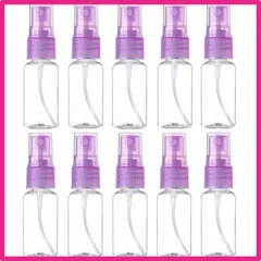 パープル 15ml スプレーボトル 10本セット、小さい 霧吹き ファインミスト スプレーボトル、携帯用 透明 空容器 旅行用 詰替ボトル 漏れ防止 化粧品ボトル 香水入れ ローション 香水等の使用 アトマイザー (紫)