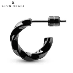 【新品】ライオンハート ピアス LION HEART ツイスト G型 フープピアス サージカルステンレス ブラック 03EA010ABK【国内正規品】