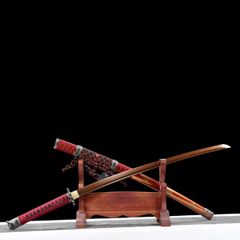 「梨影（りえい）」本格鍛造刀（全長104cm・百錬鋼・紅撒金漆鞘付）美術刀 刀装具 模擬刀 日本刀 模造刀 鑑賞用 武具 OSPLAY 装飾用”“非実戦