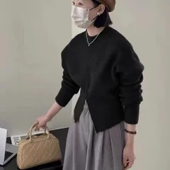 ☆ ブラック ☆ ニット セーター レディース ニット セーター レディース ニットセーター トップス 長袖 カジュアル シンプル おしゃれ かわいい オシャレ 可愛い ラウンドネック ビジネス オフィス オフィスカジュアル 秋 冬 大人 無地 ハーフジップ