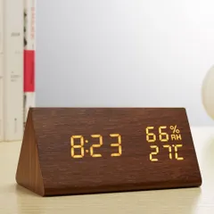 ☆ ダークブラウン ☆ Aタイプ ☆ デジタル時計 lycloc3 デジタル時計 おしゃれ 置き時計 目覚まし時計 置時計 めざまし時計 アラーム 複数 設定 時計 デジタル 温度 湿度 カレンダー シンプル 木目調 寝室 ベッドルーム リビング ベッドサイド