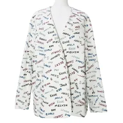 6 ROKU BEAUTY&YOUTH B&Y ロク ビューティーアンドユース 美品 CORDUROY NAME JACKET コーデュロイ ジャケット 総柄 総裏地 ボタンレス 38 M相当 ホワイト ■SM3 Xのサムネイル