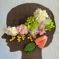 プリザーブドフラワー　ミモザ風　髪飾り　ヘアドレス　15本セット