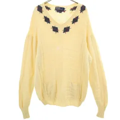 Polo by Ralph Lauren ポロバイラルフローレン 90s オールド ハンドニット アーガイル柄 長袖 Vネック ニット M イエロー メンズ 古着