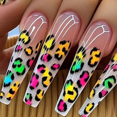 Liberte555 ネイルチップ ギャル 子供 ロング 付け爪 長い 地雷系 可愛い キラキラ シール グッズ(ギャルマルチカラー12,  エクストラロング)