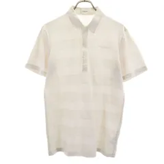 Calvin klein カルバンクライン ゴルフ ボーダー 半袖 ポロシャツ L ベージュ系 golf メンズ 古着