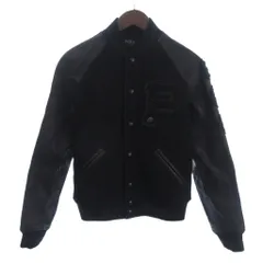 現行タグポロラルフローレン袖カウレザーワッペン付スタジャン黒S 美品