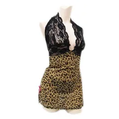 下着 ヒョウ柄 レース 豹柄ホルダーワンピースセット 1055　セクシー　ランジェリー　大人 P_1