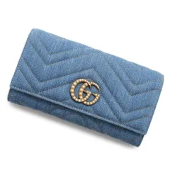 GUCCI✨デニム GGマーモント 長財布 コンチネンタルウォレット パール GUCCI✨デニム GGマーモント 長財布 コンチネンタルウォレット