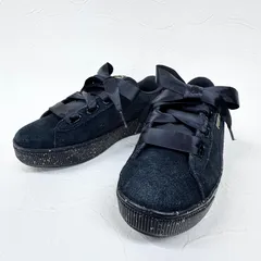 PUMA プーマ 厚底 スニーカー ラメ ブラック ゴールド 金 SOFTFOAM＋リボンシューズ
