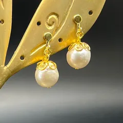 天然石 アコヤパール9mm イヤリングorピアス 316lGサージカルステンレス fr117