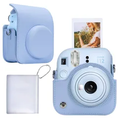 【数量限定】ショルダーストラップ付き 12 12 MINI INS インスタントカメラ 11 パステルブルー（ケースのみ） / mini instax チェキ FUJIFILM 専用収納ケース】互換品 【Aenllosi