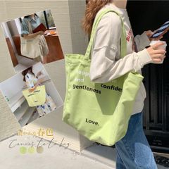  韓国 トートバッグ キャンバス 春夏新作 ロゴプリントかばん トートバッグ大きめ カジュアル バッグ