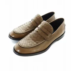 ボッテガヴェネタ BOTTEGA VENETA イントレチャート ローファー ビジネス シューズ レザー 40.5 25.5cm 茶 ブラウン ■GY17 /MQのサムネイル