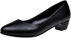 motayu18 疲れない パンプス レディース 歩きやすい 靴 ヒール フォーマル 冠婚葬祭 痛くならない ローヒール 走れる 通勤 仕事 立ち仕事 ハイヒール 就活 ビジネス リクルート(ブラック ヒール太3cm,  24.5 cm)