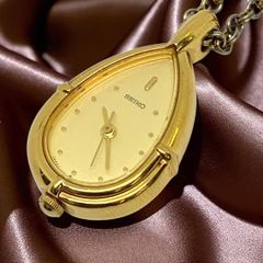電池交換済】SEIKO セイコー ペンダントウォッチ 雫型 ゴールド/金