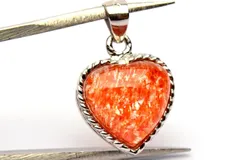 マイカサンストーン ハート　11x14mm　ペンダントトップ シルバー925 パワーストーン 天然石 _PRG39-2