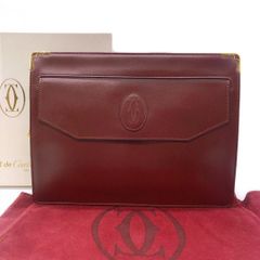 カルティエ   クラッチバッグ ロゴ アンティーク 保存袋 専用箱 ブラウン 茶色 レザー cartier