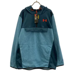 未使用 UNDER ARMOUR アンダーアーマー ロゴプリント 長袖 フリース アノラックパーカー XL ブルー系 タグ付き UAコールドギア インフラレッド メンズ 古着