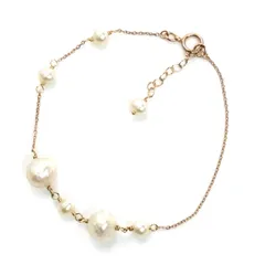 K10PG ピンクゴールド ブレスレット パール約4.9~8.5mm 2.8g 17～19cm レディース 中古