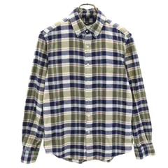 SHIPS シップス チェック柄 長袖 ボタンダウンシャツ S ネイビー系 メンズ 古着