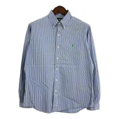 RALPH LAUREN ラルフローレン ボタンダウン 長袖シャツ ストライプ ライトブルー (メンズ L) 中古 古着 R9012