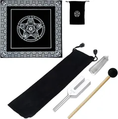 akindou タロットクロス 浄化セット 入門 スターター 4点 カードポーチ チューナー クリスタル 取説付き 恋愛占い