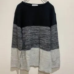 A DAY IN THE LIFE UNITED アデイインザライフ　ユナイテッドアローズ　レディース　トップス　ニット　セーター　長め丈　ラウンドネック　ラガーボーダー風　グラデーション　ネイビー　グレー　Lサイズ　シンプル　おしゃれ　SU785h1215