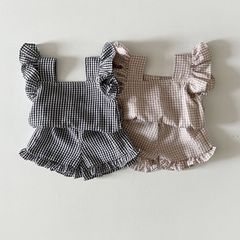 ギンガムチェック　フリルセットアップ