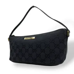 【美品】GUCCI グッチ ハンドバッグ アクセサリーポーチ GGキャンバス ミニハンドバッグ GG柄 ブラック 黒 キャンバス レザー 本革 ゴールド金具 ロゴプレート ファスナー開閉 D7