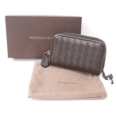Ft1262102 ボッテガヴェネタ コインケース ラウンドファスナー イントレチャート こげ茶 メンズ BOTTEGAVENETA 中古