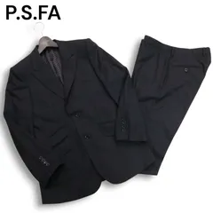 P.S.FA パーフェクトスーツファクトリー 通年★ セットアップ ブラック スーツ Sz.90A4　メンズ 黒 無地 フォーマルにも