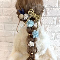 プチブルー♡金箔付♡髪飾り ヘッドドレス 前撮り 成人式 卒業式