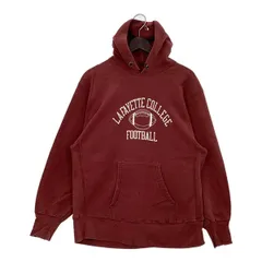 champion 70s リバースウィーブパーカー 単色タグ 古着 プルオーバー 裏起毛 ロゴ メンズ Lサイズ レッド チャンピオン トップス DM14262■