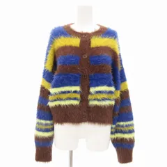 スライ SLY MINK LIKE BORDER 2WAY カーディガン シャギーニット クルーネック F 青 ブルー 茶 ブラウン 黄 イエロー 030FAY70-1890 /TZ
