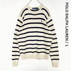 ラルフローレン　ヴィンテージ　90年代　ボーダー　ポニー刺繍　コットン ニット セーター クルーネック 長袖 POLO by RALPH LAUREN ユニセックス