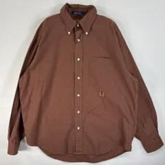 古着 90's/90年代 トミーヒルフィガー TOMMY HILFIGER 長袖シャツ チェック柄 ボタンダウン ロゴ 刺繍 M  レッド系 マルチカラー メンズ