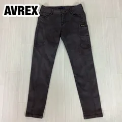 AVREX アビレックス ストレッチ カーゴパンツ ワークパンツ スキニー ローライズ S チャコール迷彩 カモフラ CAMO 総丈88cm ウエスト66cm 股上19cm 股下66.5cm ワタリ19cm【古着】