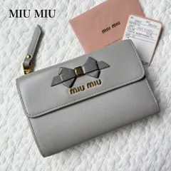 美品 miu miu 三つ折り財布 ロゴ金具 ハート レザー グレー 楽天市場】ハート ミュウミュウ 財布 三つ折りの通販