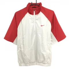 【超美品】ナイキゴルフ 半袖ブルゾン レッド×ライトグレー ハーフジップ 裏地メッシュ メンズ M ゴルフウェア NIKE