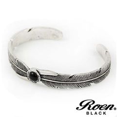 Roen BLACK ロエンブラック フェザーブレスレット バングル オニキス シルバー×ブラック メンズアクセサリー