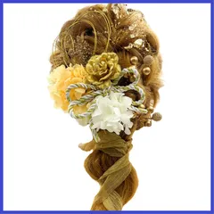 ヘッドアクセサリー 花 ブライダル 結婚式 花嫁 ウエディング ヘッドドレス 和風 袴 振袖 着物 卒業式 浴衣 和装 成人式 ロープアレンジ 紐アレンジ 七五三 花飾り 髪飾り A2310 造花 ドライフラワー