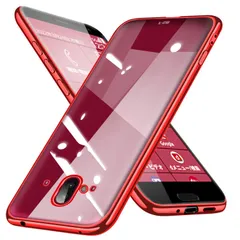 【人気商品】レッド 耐衝撃 軽 arrows ストラップホール付き 背面クリア 赤 透明 tpu ソフト カバー シリーズ スマホケース クリア ケース F-52B らくらくスマートフォン