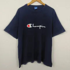 90s Champion チャンピオン Tシャツ 半袖 スクリプトロゴ USA製 ネイビー Lサイズ メンズ 古着 ヴィンテージ アメカジ