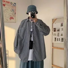 シャツ メンズ 長袖 オーバーサイズ ビッグシルエット ストライプ 柄 前開き 大きいサイズ 2XL オーバー ボタン カジュアルシャツ 春 秋 レディース ユニセックス 上品 デート おしゃれ カジュアル キレカジ 学生 かっこいい きれいめ 薄手 韓国