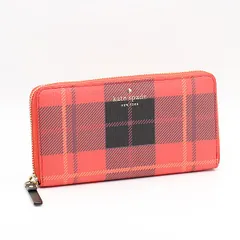 未使用品 ケイトスペード PWRU4235-638 レッド×ブラック タータンチェック レザー レディース長財布 2000000 NSK OMI