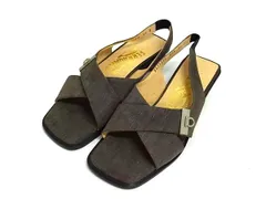 Salvatore Ferragamo フェラガモ ガンチーニ キャンバス ヒール サンダル 表記サイズ サイズ 5 1/2 (約23cm) 靴 グレー系 DK6457